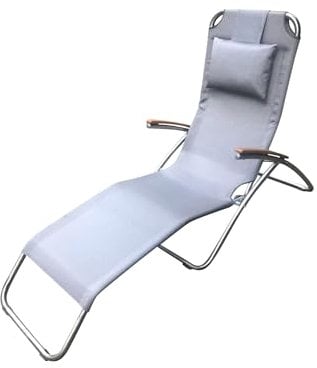 Leco-Edelstahl-Kippliege Elegance – Klappbare Gartenliege mit ergonomisch geformter Liegefläche - wetterfest - Gestell Edelstahl