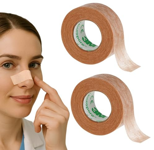 2 Cintas Microporosas Profesional 1,25 cm x 9,1 m | Cinta Quirúrgica Hipoalergénica – Nose Tape para Dormir – Esparadrapo Médico Suave para Piel Sensible – Uso Clínico, Estético y Deportivo