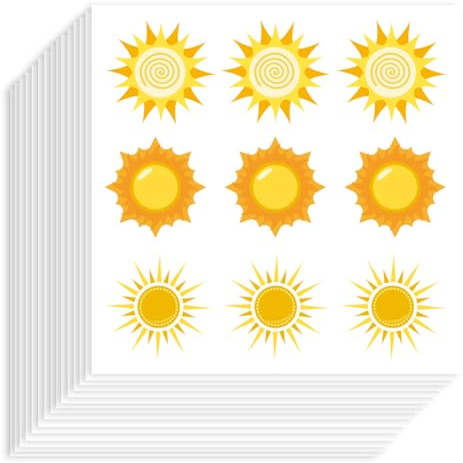Hobbspring 180Pcs Selbstklebende Sonne Aufkleber Dekorative Papiersticker Wasserdichte Planer Deko Für Basteltagebücher Geschenktüten Partydekoration