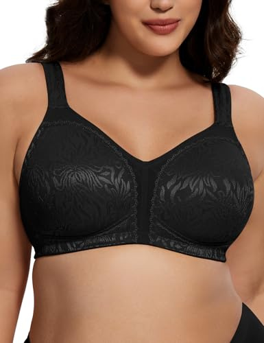 Deyllo Sujetador Reductor de tamaño Grande para Mujer sin Aros sin Relleno Negro 120D