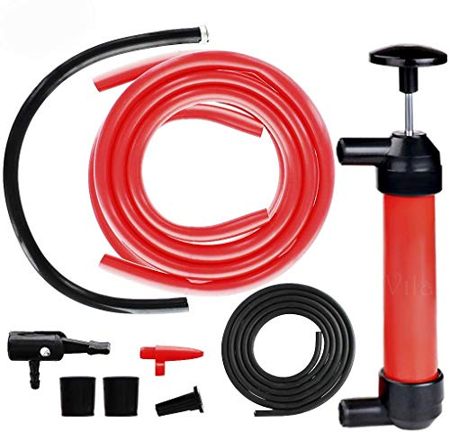 Vila Multi-use Manual Fuel Transfer Pump Kit - Portable Water & Gas Siphon, 15 Siphon Hose, Liquid Transfer for Automotive, Rain Barrels & Water Gardens