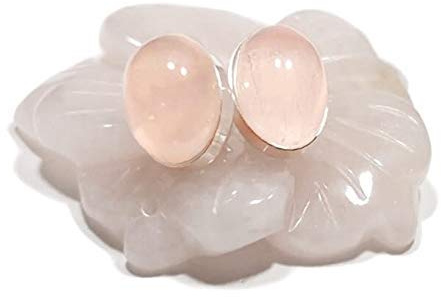 Orecchini Ovali a Lobo in Argento 925 con Quarzo Rosa Naturale - Un Talismano di Amore Universale e Serenità - Gioiello Artigianale Made in Italy - Orecchini con Pietra Rosa Fatti a Mano