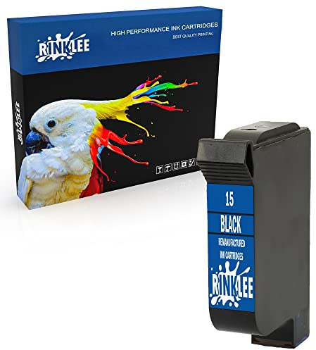 RINKLEE Wiederaufbereitete Tintenpatrone für HP 15 XL kompatibel mit HP Deskjet 816c 825c 825cvr 825cxi 827 840c 841c 842c 843c 845c 845cse 845cvr 845cxi 848c | Schwarz