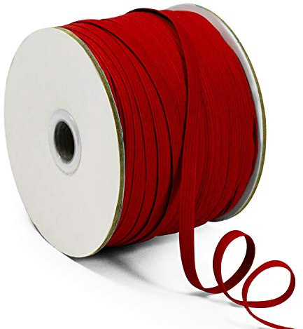 Trims by The Yard 1/4 Elastic Band, Premium Material, Durable Elastic Cord for Sewing, Easy to Use, Versatile Sewing Supplies, 100-Yard Cut, Red