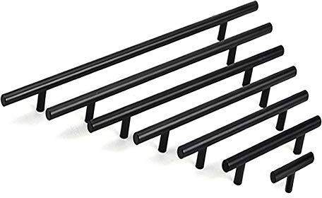 BOZONLI Schwarz Edelstahl Möbelgriffe Schrankgriffe, Griffe für Küchenschränke, Schrank Schublade Türgriff, Bohrlochabst 64mm 6 Stück