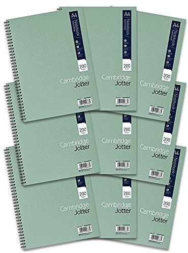 Cambridge Jotter, A4 Notebook, Wirebound, Lined, 200 Page, Pack of 9,Green