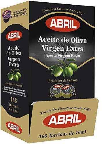 ABRIL - Tarrinas Aceite de Oliva Virgen Extra en Monodosis, Variedades Hojiblanca, Arbequina y Picual (10ml - Caja de 168 tarrinas).