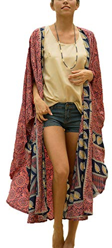 YOUKD Abito Lungo da Donna con Copricostume da Spiaggia con Cardigan Lungo Kimono Boemo