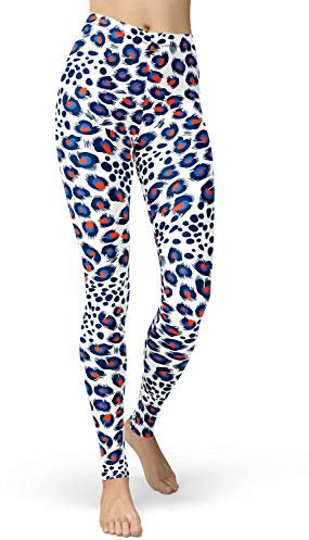 sissycos Damen Leopardenmuster Leggings Hohe Taille, Sanft Elastisch Jogginghose Strumpfhosen Lang(Pfauenmuster,M)