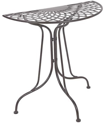 BUTLERS Gartentisch halbrund (70 x 35 cm) -Mandala Garden- Vintage Balkontisch aus Eisen in Dunkelbraun für 2 Personen | Indoor Outdoor Wetterfest Möbel für Balkon, Terrasse, Garten