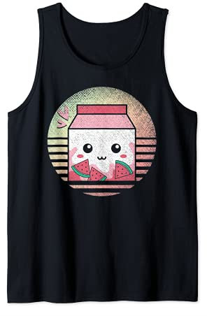 Japanischer Manga Otaku Wassermelone Milchshake Karton Tank Top
