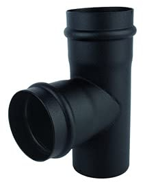 Fumio Pelletrohr Rohrbogen T-Stück Adapter Regenhaube Rohrhalter für Pelletöfen Schwarz 80mm (T-Stück)