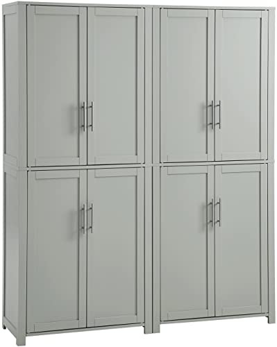 Crosley Furniture Savannah 2-Piece Pantry Storage Cabinet Set with Shelves, Kitchen, Dining, or Laundry Room, Gray