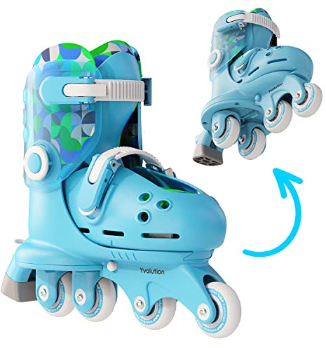 Yvolution Twista 2-in-1 Adjustable Inline Skates|One-Second Switch from Stable Tri-Wheel to Inline Mode|Beginner Skates for Boys & Girls (Ages 2+)|US Size 7-11