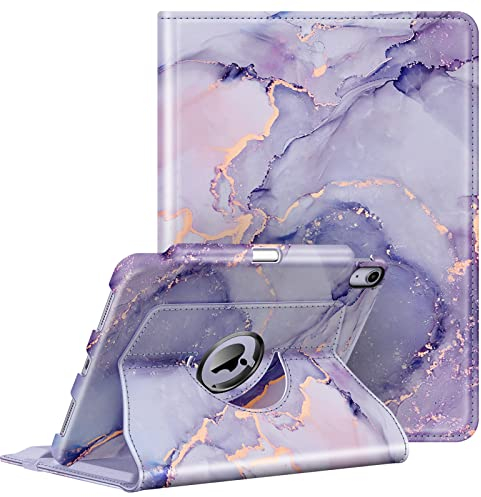 Fintie Funda Giratoria 360° para iPad Air 11 Pulgadas 2025(M3) / 2024(M2), Funda iPad Air 5ª Gen(2022)/4ª Gen(2020) 10.9 con Soporte para lápiz - Mármol Lila