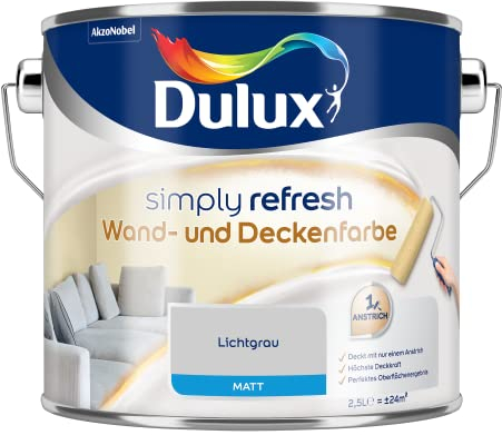 Dulux Simply Refresh Wand- und Deckenfarbe - Lichtgrau - 2,5 Liter - Erfrischende, langlebige Innenfarbe für ein schönes Zuhause