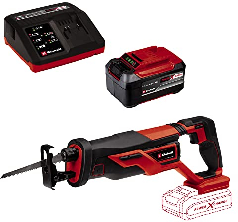 Einhell Akku-Universalsäge TE-AP 18/26 Li Power X-Change (18V, 26 mm Hubhöhe, 18 cm Schnitttiefe in Holz, inkl. Sägeblatt, 5,2 Ah Akku und Fastcharger)