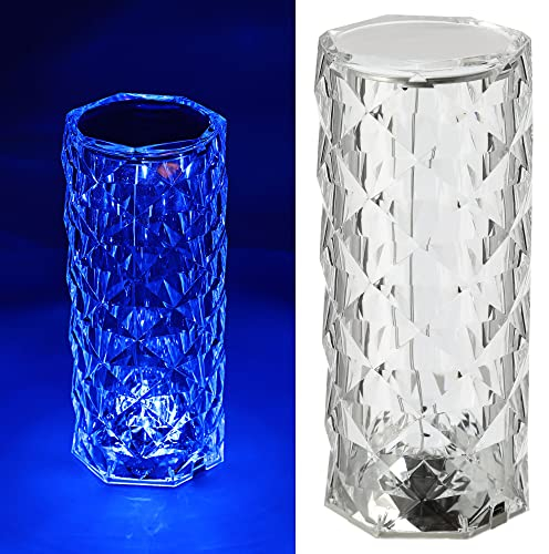 Cepewa Tischleuchte mit Touchfunktion | Nachttischlampe aufladbar mit USB Kabel | Helligkeit regulierbar | Farbwechsel | warmweiß | inkl. Ladekabel (1x Tischleuchte Kristallzylinder)