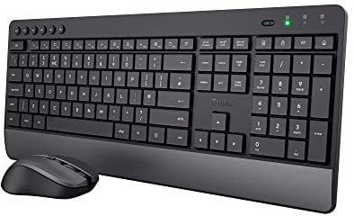 Trust Trezo Wireless Keyboard and Mouse Set, QWERTY UK Layout, Sustainable Design, Silent Computer Combo, 48 Months Battery Life, 2.4 GHz, Spill Resistant, Home Office, Work, PC, Black