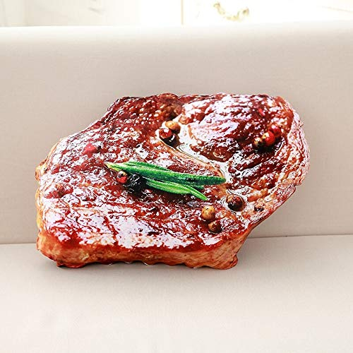 MEDFL Kreatives Send A Friend Geschenk Plüsch Brot Steak Pizza geformtes Kissen Lustiges Essen Nickerchen Kissen und Kissen Kinder Spielzeug Geburtstagsgeschenk 50 cm Steak
