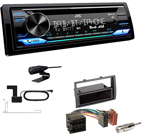JVC KD-DB922BT 1-DIN Autoradio CD-Receiver Bluetooth DAB+ Digital Radio Einbauset passend für FIAT Ducato 2006-2011 schwarz