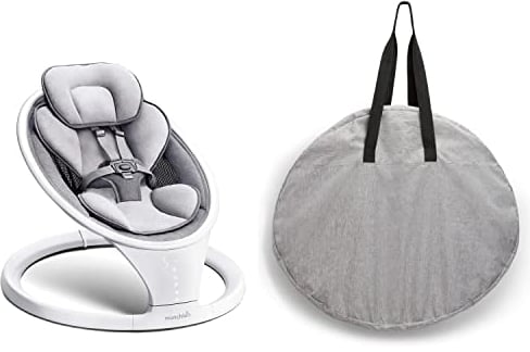 Munchkin Bluetooth Enabled Lightweight Baby Swing with Travel Carrying Case. Portable Rocker with Natural Sway in 5 Ranges of Motion, Includes Remote Control. Suitable from Birth/Newborn