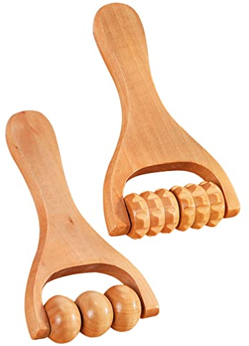 2 Stück Massageroller Holz Triggerpunktroller Körper Gesichtsroller Gesicht Hals Anti- Für Gua Sha Scraping Massage-Tool