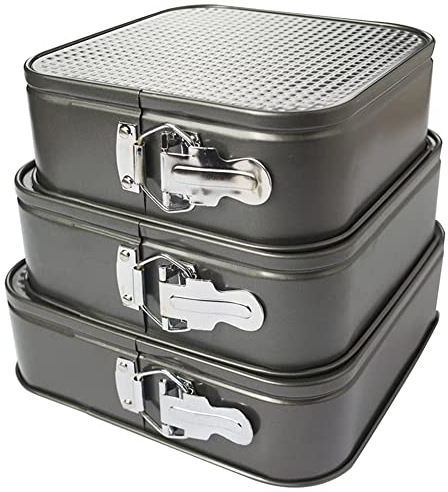 Stampo per dessert a cerniera quadrato stampo per torta antiaderente, stampo per torta al formaggio di cottura, 3 pezzi/set