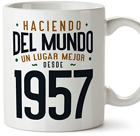 MUGFFINS Tazas 1957 Cumpleaños - En Español - Haciendo del Mundo un Lugar Mejor - 11 oz / 330 ml - Regalo original y divertido