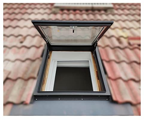 Finestra da tetto e lucernario seminterrato porta per illuminazione diurna multi-angolo finestra in alluminio personalizzata (900 mm x 1100 mm, versione manuale)