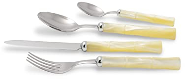 Rivadossi Bamboo Avorio - Set di Posate per 4 Persone, 16 Pezzi - 100% Made in Italy, Artigianalità e Design - Acciaio Inox 18/10