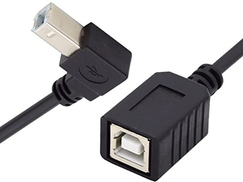 CY USB 2.0 Typ B Stecker auf Buchse, Verlängerungskabel nach unten abgewinkelt, 90 Grad 20 cm für Drucker-Scanner-Disk
