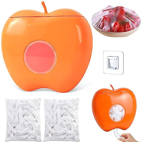 Boîte de Rangement pour Film Alimentaire,avec 200 Sachets Couvertures Alimentaires,Ensemble de Film Plastique Alimentaire,Distributeur de Film Alimentaire,Rangement Sac Plastique Mural