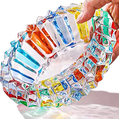 Crystal Colorful Ashtray, Cigar Cigarettes Ash Tray Holder Home Office Desktop Tabletop Decoration (5.5)