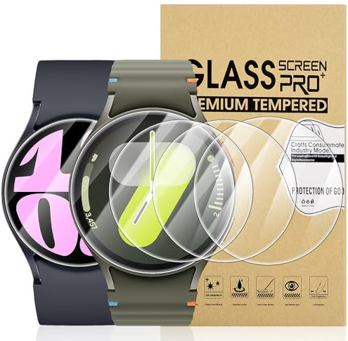 Diruite 4-Stück Schutzfolie für Samsung Galaxy Watch 7/6 44mm Displayschutz,Kratzfest HD Gehärtetes Glas Displayschutzfolie Screen Protector,Transparent,44mm