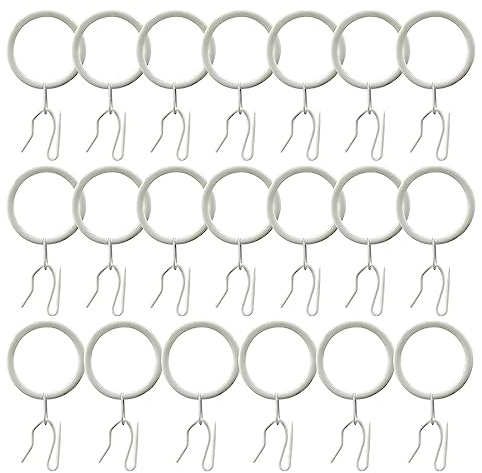 WYAN 20 Pezzi Anelli per Tende in Metallo e Ganci per Tende in Metallo | Ferro, diametro degli anelli per tende: 30 mm; ganci per tende: 25 × 15 mm. Adatti a tende di ogni stile
