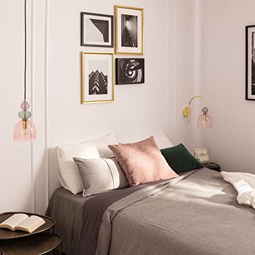 LEDKIA LIGHTING - Lampada da Parete Baudelaire | Metallo e Vetro | Design Vintage | Per Sala, Soggiorno, Cucina, Camera | Compatibile con E14 20W Max, Ambra, Metallo