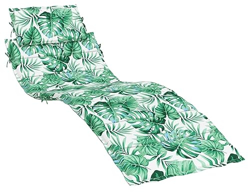 vidaXL Coussin de Chaise Longue Motif de Feuilles Tissu Oxford, Coussin, Coussin de siège, Coussin de Patio, Coussin d'extérieur, Coussin de Jardin