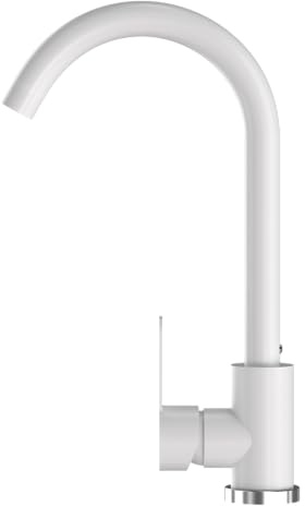 Granitan Küchenarmatur PRESTIGE, Spültischarmatur 360° drehbarem Auslauf | Hochdruck Wasserhahn, Mischbatterie fur Küche mit Keramikkopf, Kitchen Tap, Weiß