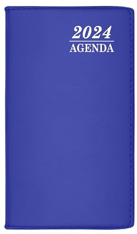 Tagebuch 2024 – Wochenplaner 2024, Taschenformat, 10 x 18 cm, weicher Einband aus Kunstleder, vertikal, mit Kalender, Planer, Maßkonverter (2024 Blau)