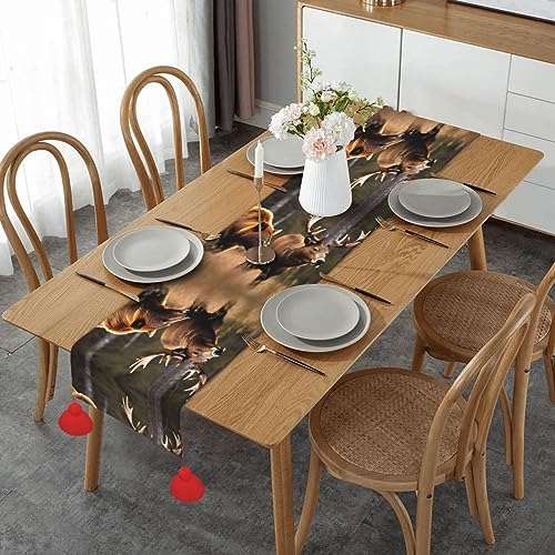 Wildlife Hunting Hirsch Bär Elch Weihnachten Tischbänder Tischläufer – 35,6 x 152,4 cm, Küchentischläufer, perfekt für Küche, Büro und Partys