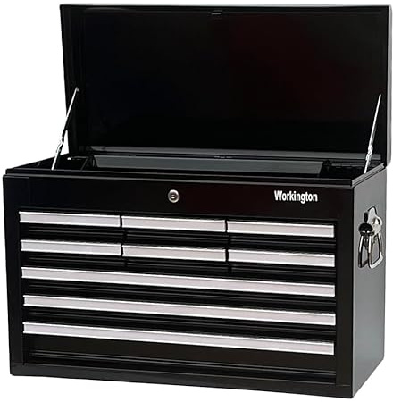Workington Professional Industrial Portable Metal Tool Chest with 9 Drawers, 26 9-Drawer Tool Chest Cabinet with Ball Bearing Drawer Slides, Steel Tool Storage Box Organizer 4016 Black