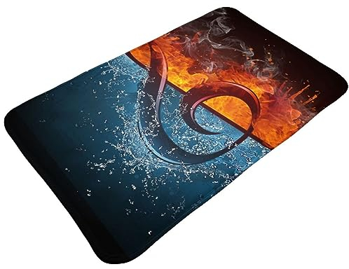 MUMICO Teppich mit Notenschlüssel-Motiv, rutschfest, für Schlafzimmer, Wohnzimmer, Küche, Wohnheim, Eingangsbereich, Flur, Zuhause, dekorativ, 50 x 80 cm