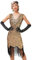 Damen 1920er Jahre V-Ausschnitt Pailletten Fransen Kleid Flapper Charleston Kleider Cocktailkleid Partykleid Gatsby Pailletten Quasten Abendkleid 20er Jahre Kost?m AbschlussballKleid Gold + Schwarz XL
