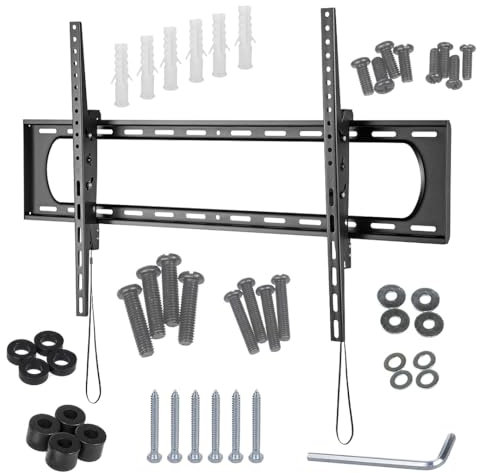 Maclean MC-750N Staffa da Parete per TV o monitor, max. VESA 900x600, Pollici 60-120, 120 kg, nero, Distanza dalla Parete 80 mm