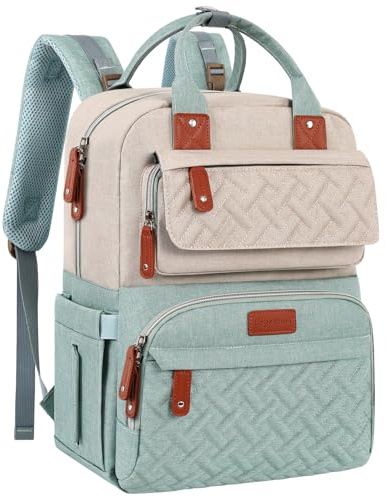 Legestori Wickeltasche Rucksack für Baby Mädchen Jungen, Rucksack für Reisen mit isolierten Taschen und Kinderwagengurten, Grün , Large, Casual