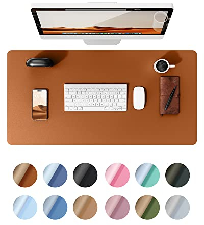 YSAGi Schreibtischunterlage 90x43cm, Premium Leder Mauspad XXL, Rutschfeste Tischunterlage Schreibunterlage, Multifunktionales Office Mousepad Schreibtisch Zubehör für Büro & Homeoffice (Braun)