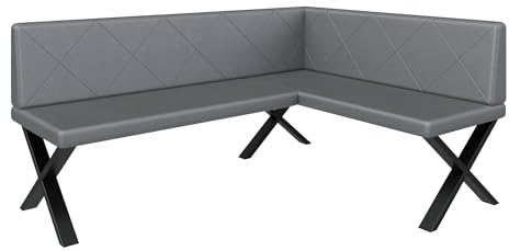 FURNISTAR Eckbank Akiko Metal X - Eckbankgruppe für Ihrem Esszimmer, Küche modern, Sitzecke, Essecke. Perfekt für Küche, Büro und Rezeption. Solide und Starke Verarbeitung. (168x128-Rechts-Soft29)