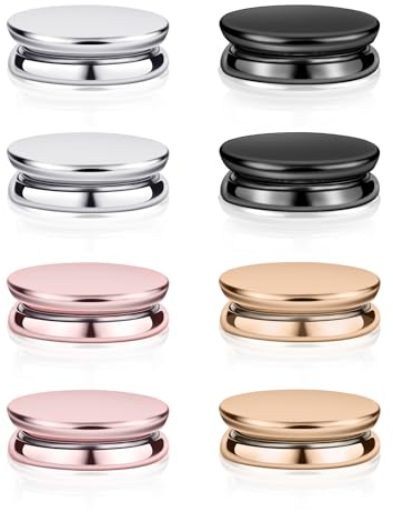 8St Magnetische Hijab Pins, Starker Magnetischer Schalverschluss Magnetische Knöpfe Hijab Kein Verhaken Hijab Magnete Nadellose Brosche für Frauen Kleidung Schals (Abgeflachter Stil)