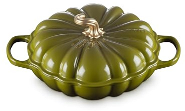 Le Creuset Cocotte en Fonte Émaillée en Forme de Citrouille, 2,6 litres, Olive